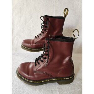 Dr Martens 1460 Boots Cherry Red Leather Womens Size 8 "Wednesdays Look"